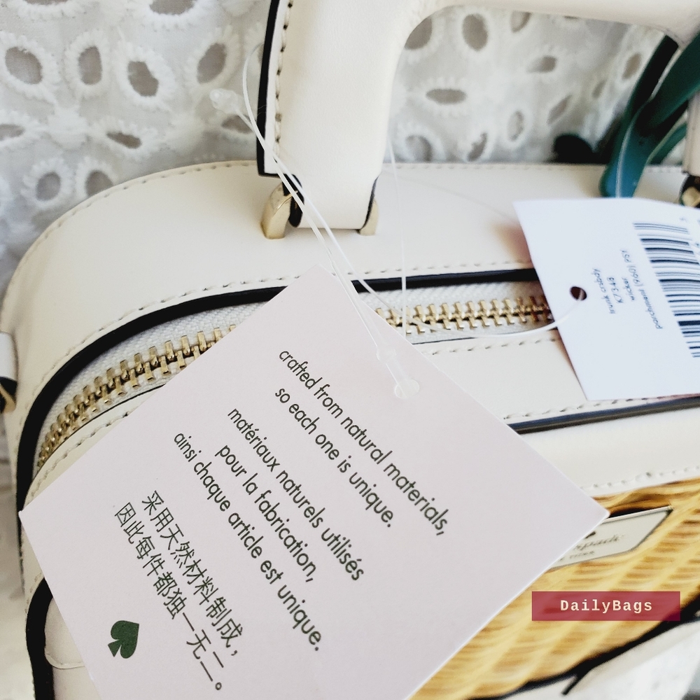 BEAUTIFUL NWT KATE SPADE TRUNK CROSSBODY WICKER PARCHMENT PSY PINEAPPLE - Picture 5 of 7